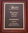 Xicom's President's Award fo outstanding supplier performance